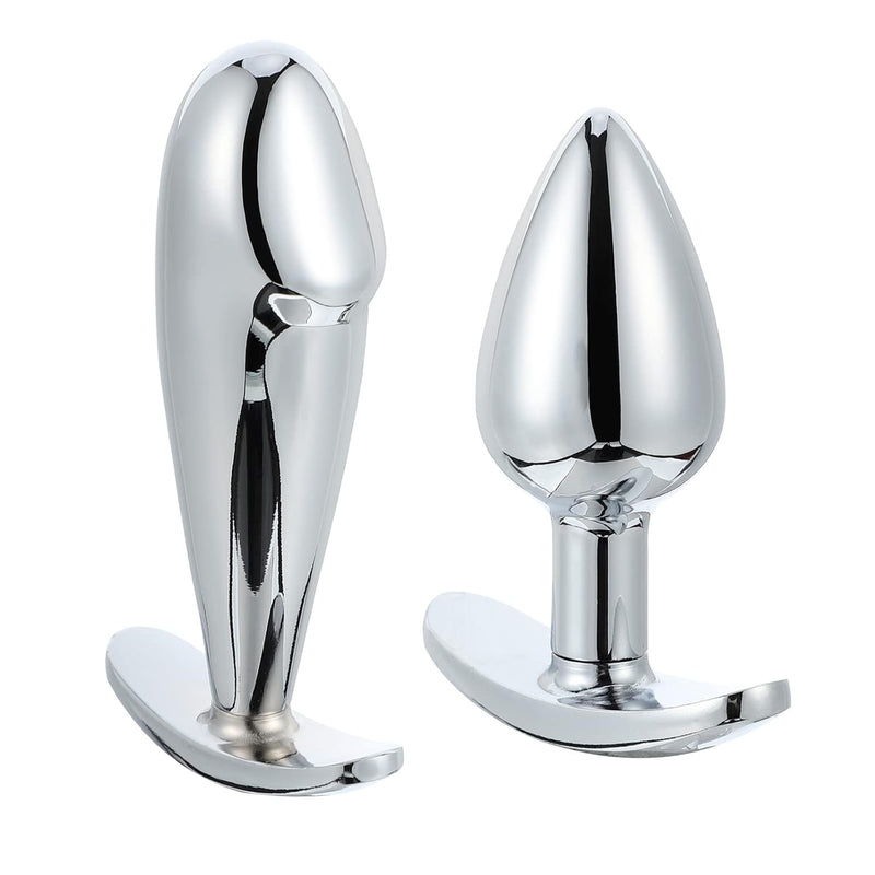 2Pcs Butt Plug Stainless Steel Shape Small Sex Game Props Sex Toy Anal Plug, 10X5Cm