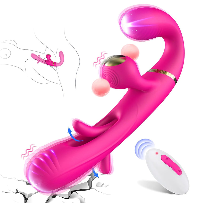 Strapless Strap On G Spot Dildo Vibrator-Sex Toys For Clit Stimulator With 10 Vibrating & Flapping Modes, Silicone & Waterproof Double-Ended Dildo Female Adult Sex Toy For Women & Lesbian Pleasure