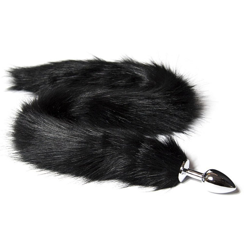 31.5Inches Long Fox Tail Butt Plug Anal Plug Animal Tail Role Play Sex Toys Flirting Tools For Couples Black