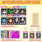 24 Pack Foil Art Craft Kits for Kids, Birthday Party Favors & Classroom Prizes