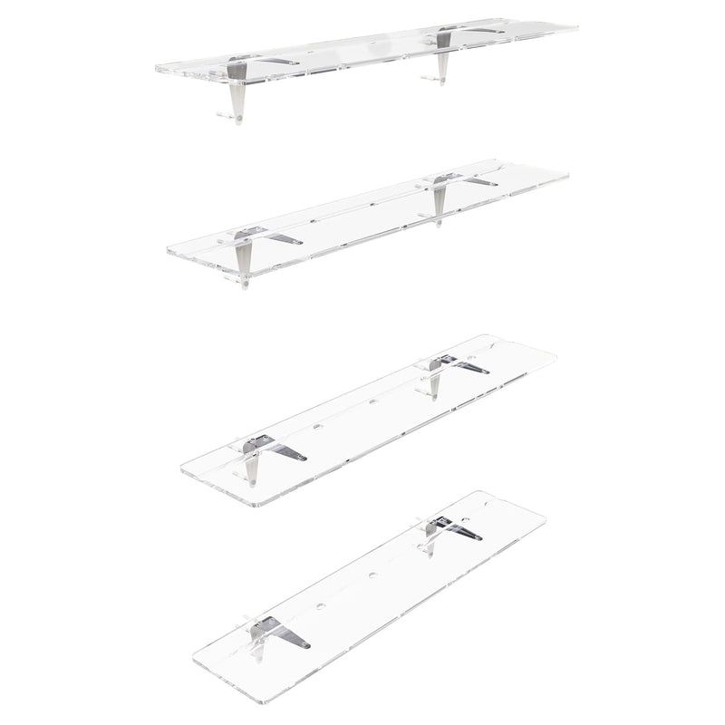 Acrylic Shelves Set Of 4 Clear Floating Shelf With Cable Hole 23.6” Length 5.5