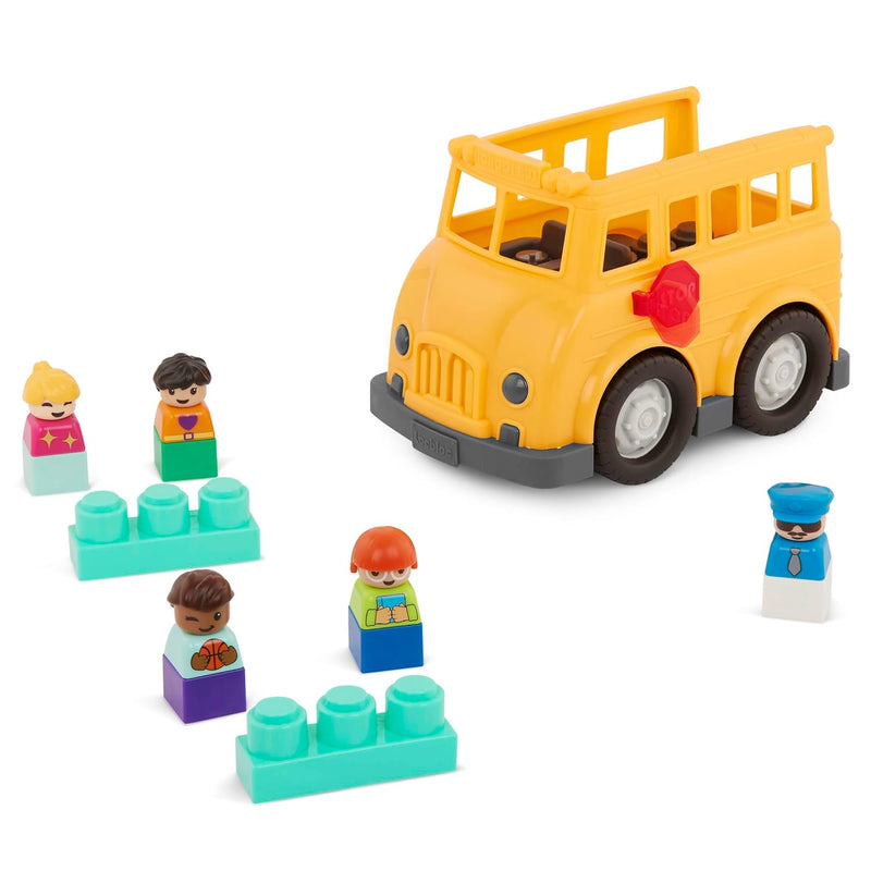 Battat – School Bus – 8Pc Construction Set – 5 Figures & 2 Blocks – Build-O