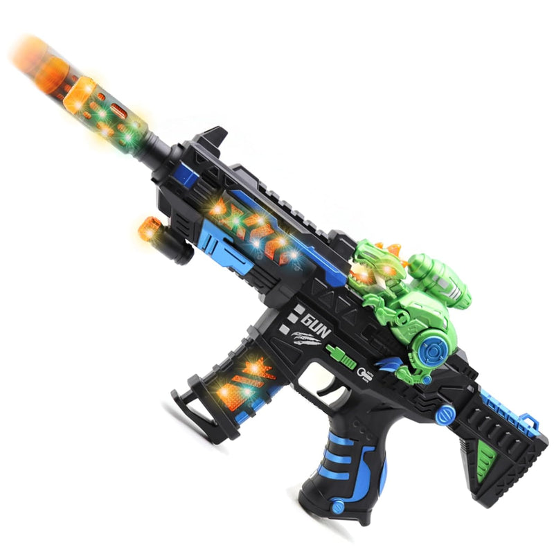 Light Up Toy Gun With Sound Effects For Kids, Unique Barrel Telescopic Acti