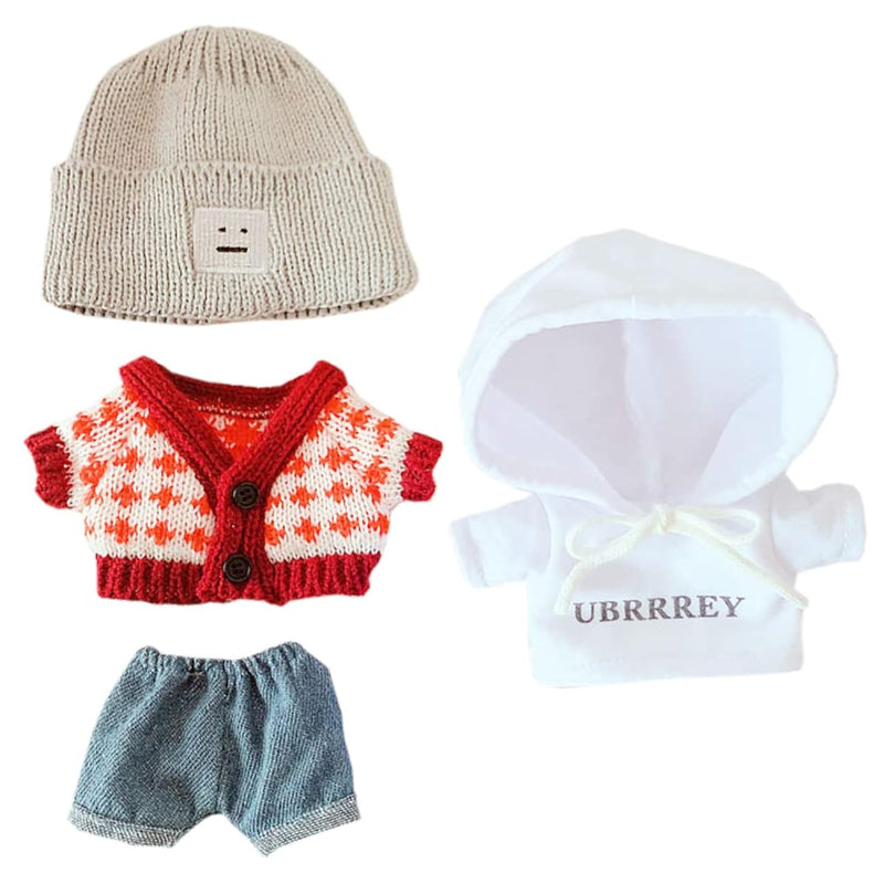 Sweater Suit 4 Piece Set Dress Up Hat Jeans Hoodie 7.8In?20Cm? Plush Doll Clot