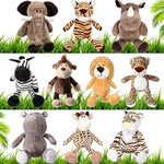 10 Pieces 10 Inches Plush Safari Stuffed Animals Toy Set For Girls And Boys Elephant Giraffe Lion Tiger Monkey Rhinoceros Zebra Leopard Hippo For Baby Shower Jungle Animal