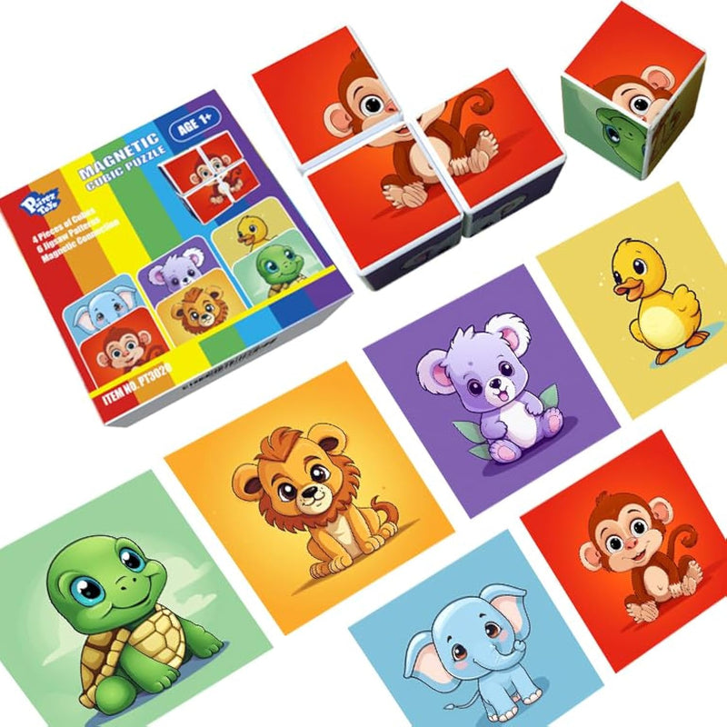 3D Magnetic Cubic Jigsaw Puzzle Toys For Toddlers, Large Building Blocks Cu
