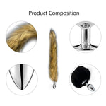 2Pcs/Set Fox Tail Anales Plug Toys Plugs Metal Anal Sex Toys For Women Man,Butt Plug Anal Plug Set Adult Couples Sex Toys