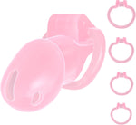 Male Chastity Cage - Beginner-Friendly Lightweight Design with 4 Adjustable Rings & Invisible Lock | Secure Bondage Gear | Adult Sex Toy for Men (Pink, Short)