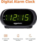 Small Digital Oval Alarm Clock With LED Display, Nightlight & Battery Backup, Black, 4.5 x 3.5 x 2.4 Inches