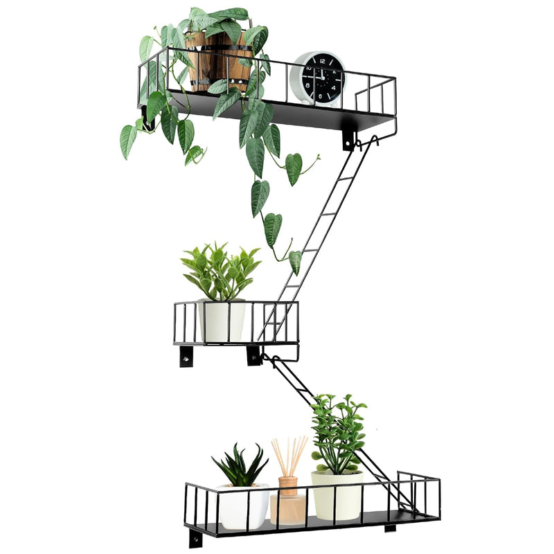 Fire Escape Shelf Hanging Wall Shelves Hanging Metal Ladder Decor Cool Bookshe