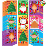 30 Sheets Christmas Face Stickers with Santa & Snowman, Kids Craft Party Favors