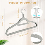 20 Pack of Grey Velvet Non-Slip Suit Hangers with 360°Swivel Hook - Heavy Duty, Space Saving, and Perfect for Adult Clothing.