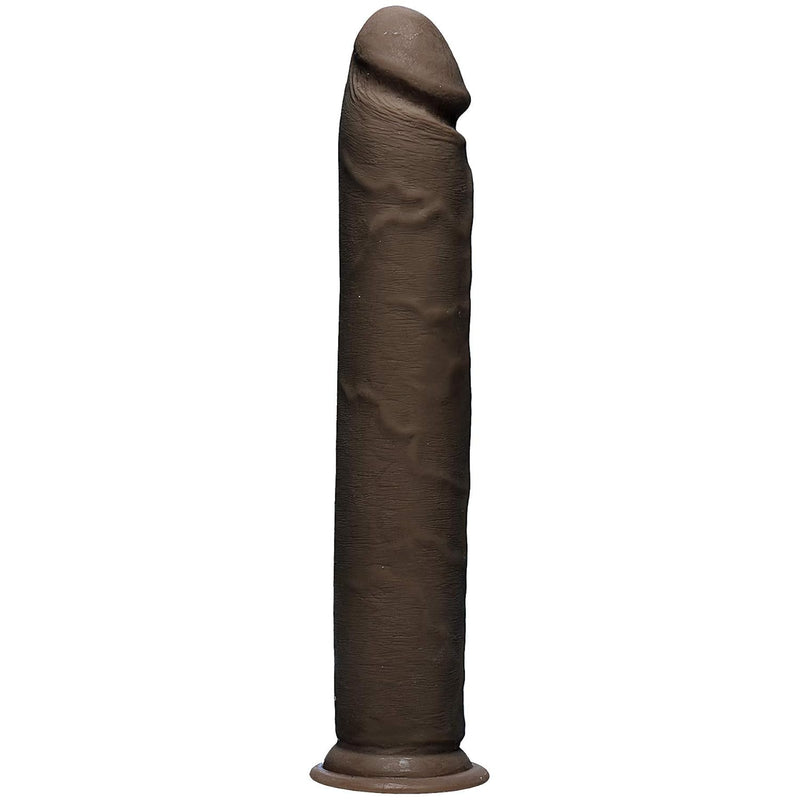The D - Realistic D - 12 Inch - Ultraskyn - 12" Long And 2" Wide - Strong Suction Cup Base - O-Ring Harness Compatible Dildo - For Adults Only, Chocolate
