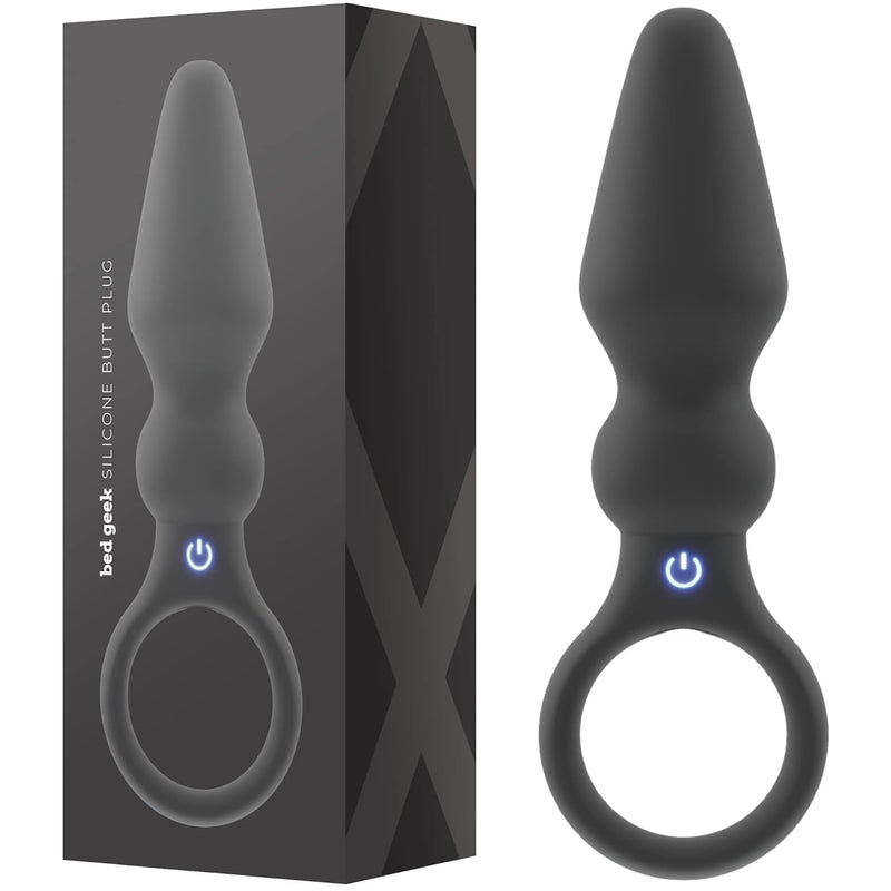 Vibrating Silicone Butt Plug Short - 20 Dynamic Vibration Modes For Ultimate Pleasure - Ergonomically Designed With Ridges, Humps & Bumps - Discreet & Versatile Handheld Adult Toy