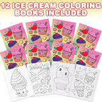 12 Pack Mini Ice Cream Coloring Books for Kids, Party Favors & Classroom Activities