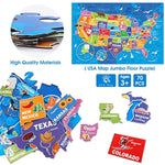 Jumbo Floor Puzzle For Kids,Usa Map Puzzle Jigsaw Geography Puzzles,70 Piece Us Map 50 States With Capitals,United States Puzzle For Ages 3-5,Preschool Learning Toys Gift For 4-8 Years Old