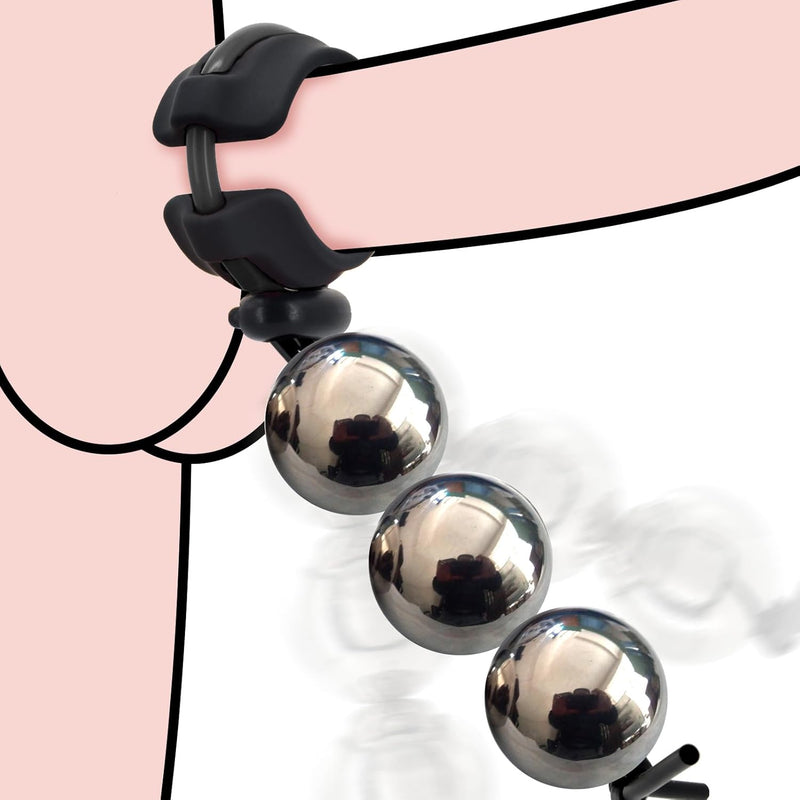 Adjustable Penis Ring With 3 Stainless Steel Balls – 18.5 Oz Silicone Cock Ring For Physical Exercise -Men Sex Toy For Sex Game