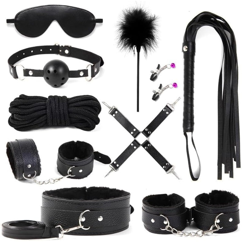 10 Pcs Bdsm Kit Sex Bondage Restraints Toys,Leather Bondage Sets Restraints Kit Sex Toys Adult Sex Bondage For Couples Sm Games.