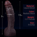 9" Realistic Black Dildo with Soft Skin-Like Texture & Strong Suction Cup for Play