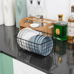 Wire Storage Basket 4 Pack, Perfect Kitchen Pantry Organization Storage Basket,Laundry Basket,Countertop Organization,Use to Kitchen,Bathroom,Bedroom,Living Room,Office,Black