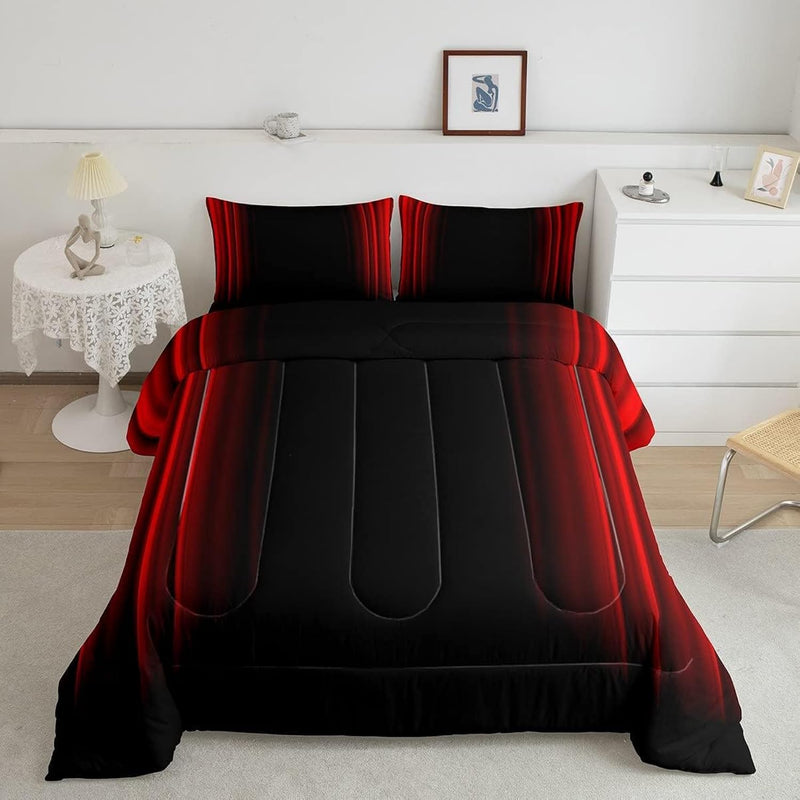 Abstract Ombre Comforter Set Kids Teens Red And Black Bedding Set Room Decor 3