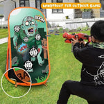 Shooting Practice Target Compatible With Nerf Gun For Boys Girls, Toy Foam Blaster Shooting Targets For Kids Indoor Outdoor, Zombie Shooting Target With Storage Net