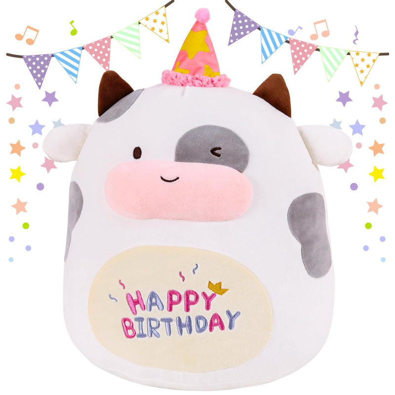 16" Cow Plush Toy Cute Cow Stuffed Animals Soft Pillow Plushies Kawaii Cow