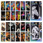 24 Pcs Rainbow Scratch Art Bookmarks, Animal Foil Engraving Craft Kit