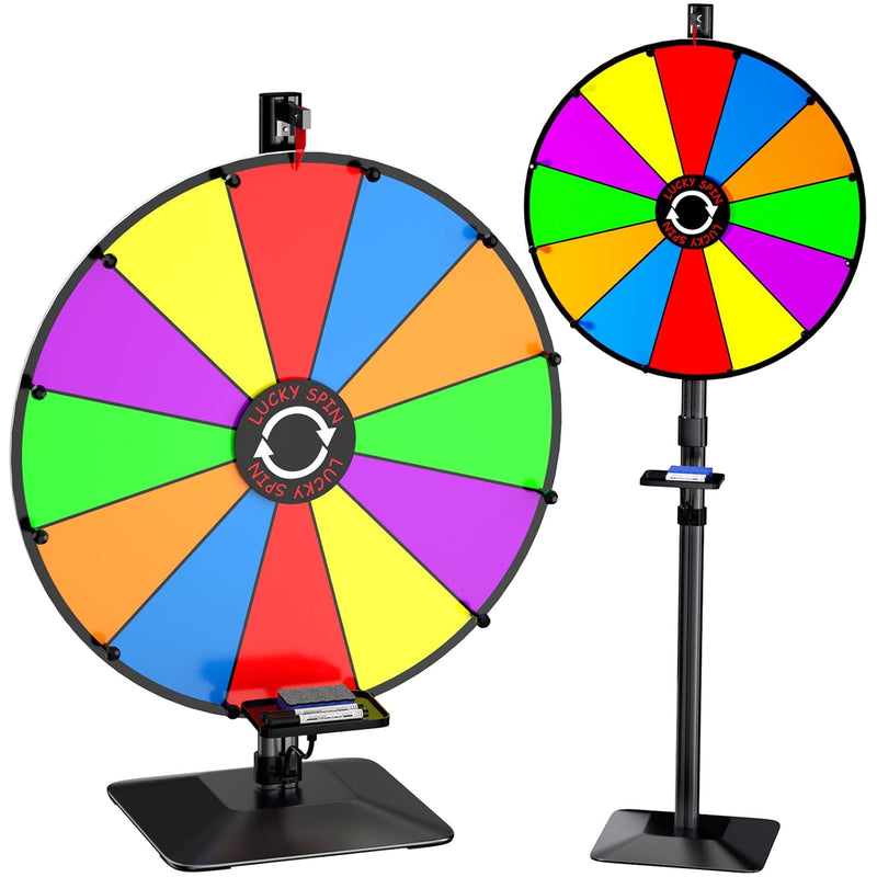 24 Inch Prize Wheel, 12 Slots Color Spinning Prize Wheel For Tabletop Or Fl