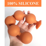 Silicone Anal Beads Chain – Anal Balls Diameter 2.36-Inch Anal Beads Pump Ball Butt Plug - Silicone Graduated Spheres With Suction Base (L)