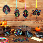 120 Pcs Fall Thanksgiving Crafts Scratch Autumn Paper Leaves Art Kit