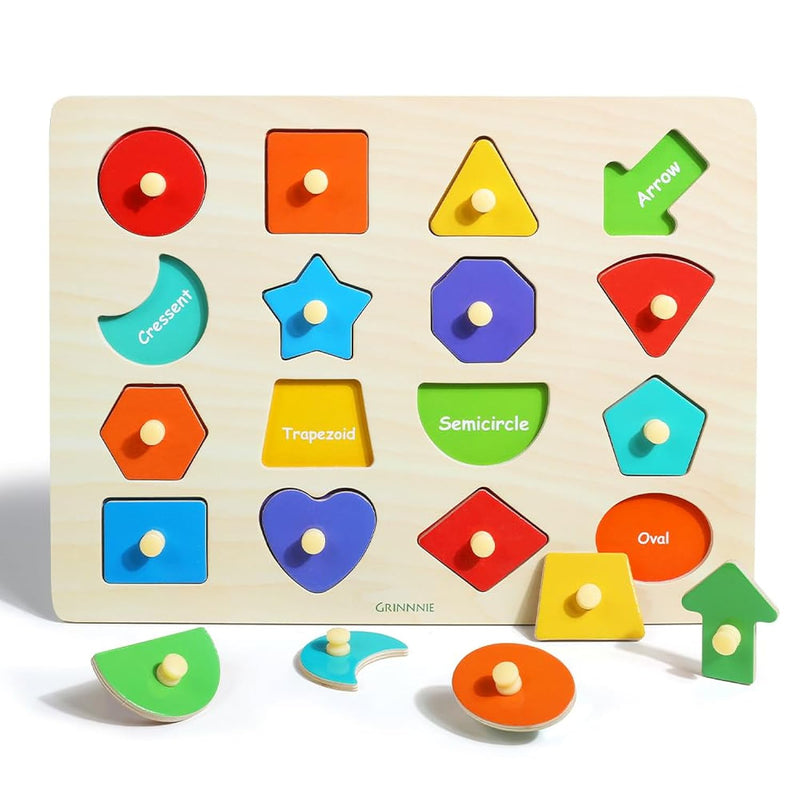 Grinnnie Toddler Shape Puzzle For 1 2 3 Years Old Boys And Girls, Montessor