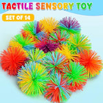 14Pcs Stringy Balls, Sensory Stringy Ball, 2.75 Inch Soft Rainbow Pom Bouncy, Stocking Stuffers For Kids, Monkey Pom Balls Fidget Toys Stress Ball, Birthday Gifts For Boys, Girls Ages 3+
