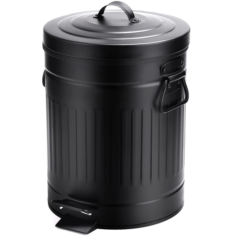 Small Trash Can With Lid-5L/1.3 Gal Stainless Steel Round Step Pedal Garbage Can