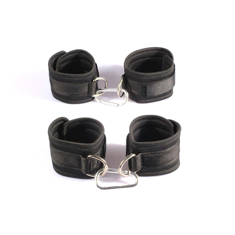 Wrist Ankle Cuffs Set - Restraints Kit Black Cuffs For Ankle And Wrist Bed Straps Set Kit