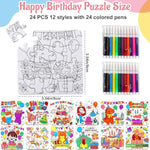 24 Sets Happy Birthday Crafts Puzzle for Kids Kit