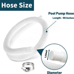 1.25" Pool Hose Replacement for Intex Pump - 59" Long Hose for Above Ground Pools 330GPH 530GPH 1000GPH Filter Pump (2 Hoses with 4 Clamps)