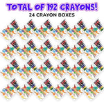 192 Count Classroom Crayons, 24 Sets of 8 Non-Toxic Crayons for Kids