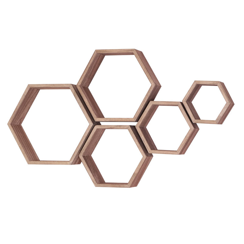 Hexagon Floating Shelves,Wall Mounted Wood Farmhouse Storage Honeycomb Wall Sh