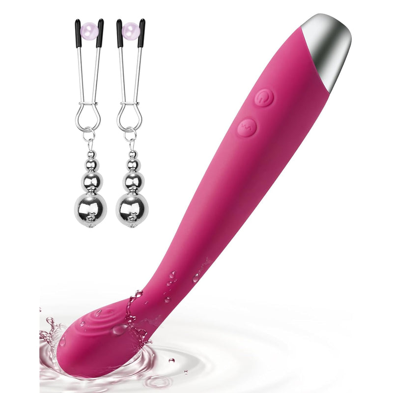 G Spot Vibrator With Nipple Clamp, Bdsm Bondage Finger Shaped Waterproof Vibes For Women - 20 Vibrations Adult Female Sex Toys