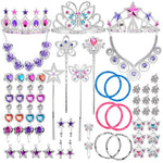 Liberty Imports 50 PCS Princess Jewelry Dress Up Accessories, Pretend Play Set Jewelry Party Favors for Girls Cosplay Party Favors with Crown Wand Ring Earring Necklace