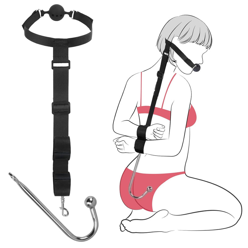 Bdsm Sex Bondage Adult Toys - Anal Hook Gag Bondage Couples Toys Mouth To Wrist Restraints Adjustable Handcuffs Sm Role Play Toy Games For Couple Foreplay Women Men