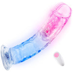 Realistic Clear Vibrating G-Spot Dildos - 6 Inch Illuminated Vibrator Colorful Dildo With 10 Vibrations, Wireless Charging Adult Sex Toys G Spot & Anal Penis Strong Suction Cup Dildo