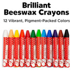 12 Count Beeswax Jumbo Triangle Crayons for Kids with Storage Case