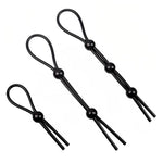 3Pcs Adjustable Cock Ring Set Male Rings Basic Penis Ring Sex Toys, Silicone Male Cock Ties String With Adjustable Beads Longer Harder Stronger Erection Sex Products (Black)