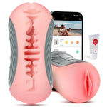Male Masturbator Sex Toys For Men - Squeezable Pocket Pussy Mens Stroker With 8 Vibrating & Manual Suction Control, App Adult Toys Mens Sex Toy With Realistic Texture For Masturbation Blowjob Pleasure