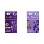 Studded Bareskin Lubricated Condoms 10 Count And Her Pleasure Sensations Spermicidal Lubricated Condoms 12 Count Bundle