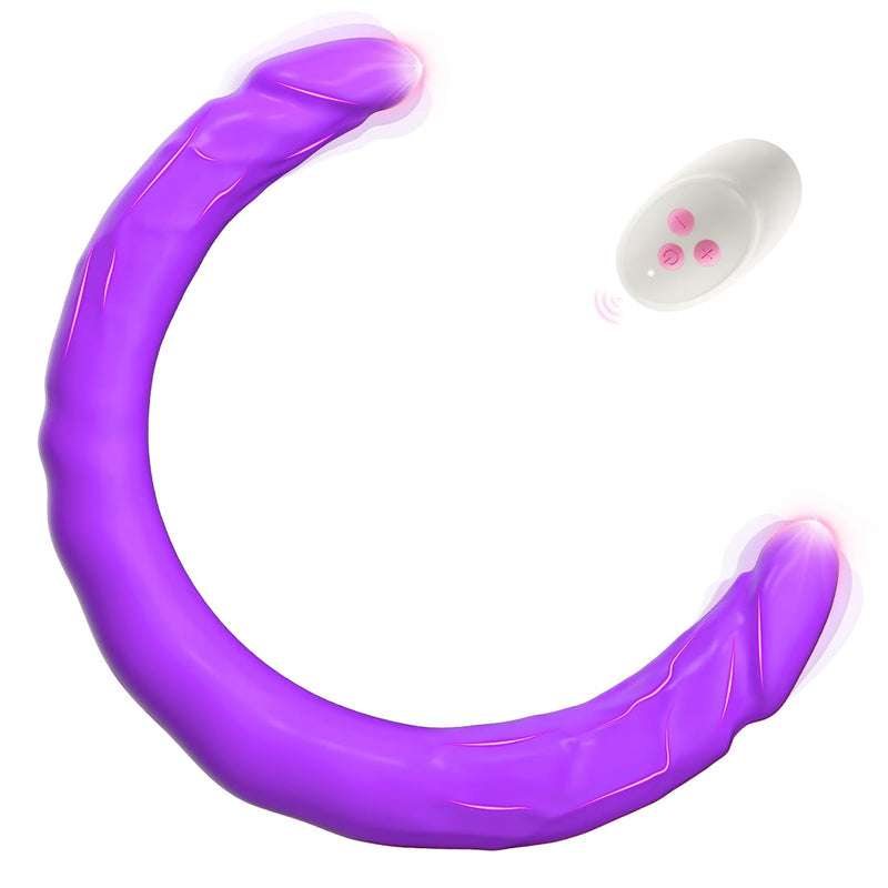 Vibrating Double Ended Dildo For Lesbian Sex Toys - 15.7 Inches Relistic Strapless G Spot Dildos Wireless Silicone Fake Penis With 10 Vibration For Couple Anal Play Adult Toys & Games