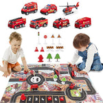 Airplane Toy With Fire Truck Cars And Play Mat,Plane With Lights And Sounds For 3 + Years Old Boys And Girls