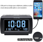 Alarm Clock Radios for Bedrooms with Battery Backup, Large Big Numbers with Brightness Dimmer, USB Port, Bedside Digital FM Radio with Sleep Timer, Temperature, Adjustable Volume, Snooze